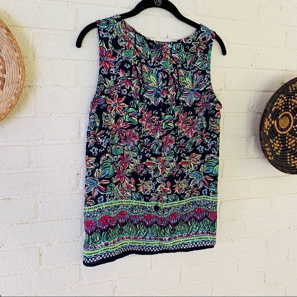 Cynthia Rowley Pattern Button Down Back Tank - Picture 2 of 6
